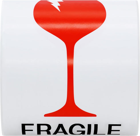 Hybsk 3 x 5 Fragile with Broken Glass Safe Handling Stickers - 100 Adhesive Labels Per Roll