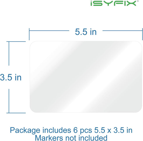 iSYFIX Magnetic Dry Erase Whiteboard Notes - 5.5 x 3.5 inch, 6 Pack, Rectangle - Decorative Magnet Whiteboard for Kitchen, Decor, Office, Grocery Lists, Metalic Boxes, Storage and More by iSYFIX