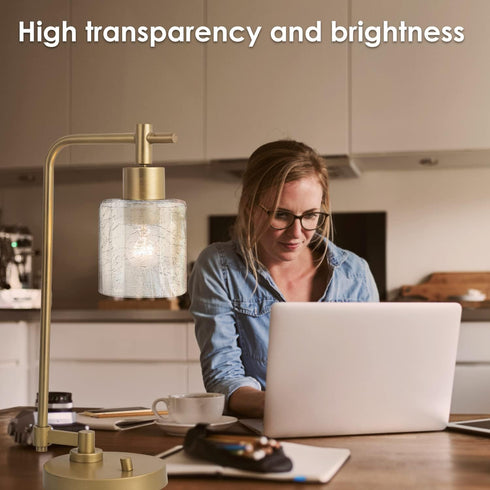 HGHYjrxfkl 1 Pack Crack Finish Glass Lamp Shade,Clear Crackle Finish Cylinder Replacement Shade for Pendant light