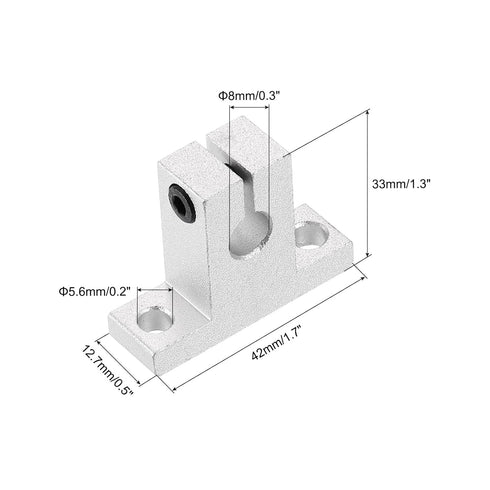 uxcell 4pcs SK8 Aluminum Linear Rod Rail Shaft Support for 8mm Diameter Shaft, Mounting Bracket for CNC Machine, 3D