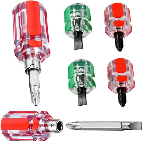 6PCS Mini Stubby Screwdriver Set, Small Flat Head & Short Phillips 2-in-1 Tool for Sewing Machine Repair