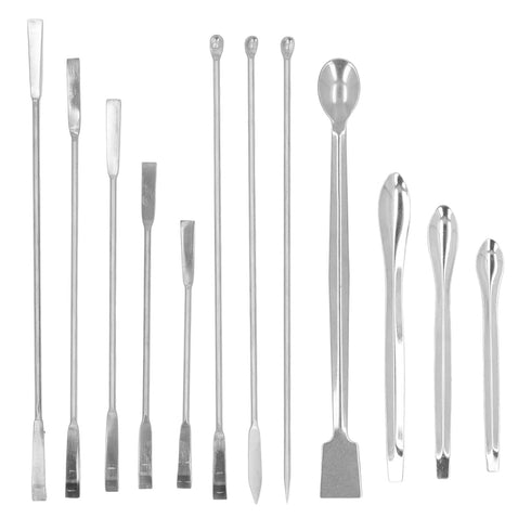 12Pcs Stainless Steel Laboratory Spatula Tool Set Kit, Long Handle Mixing Spoon for Gel Powder, Ideal for Homes and Labs