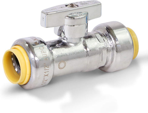 UPSSP1212 1/4 Turn Straight Stop for Push-Fit Valve, 1/2 x 1/2 Inch