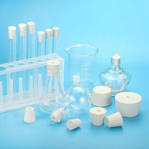 MECCANIXITY Rubber Tapered Plug 22mm to 28mm with Hole Test Tubes Bungs Stopper White for Lab Home, 5 Pieces