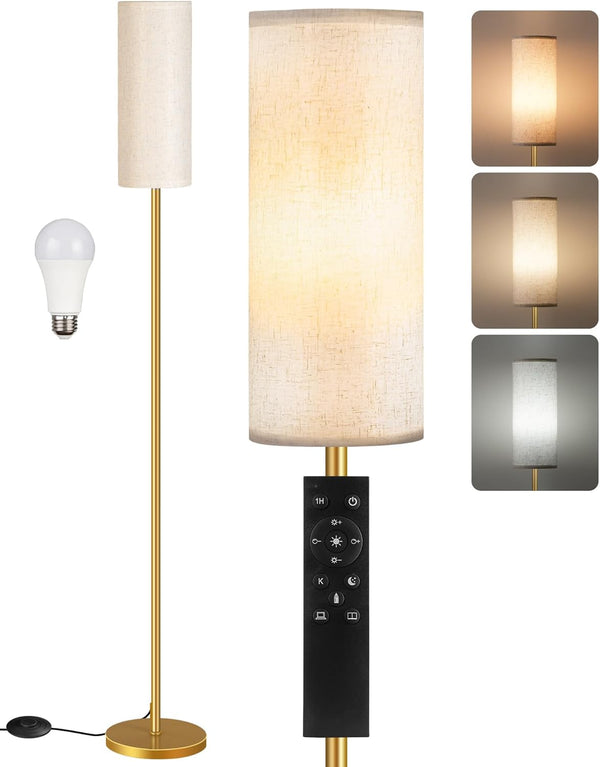 Dimmable Floor Lamp for Living Room with Remote and Foot Switch, Standing