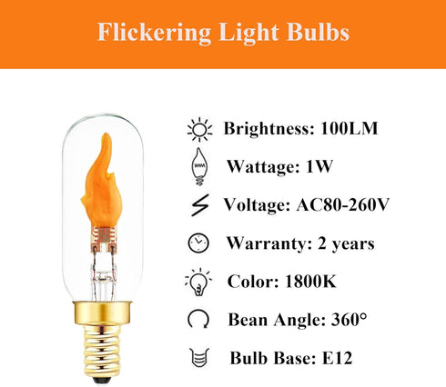 E12 Bulb, 2 Pack SHUWDKAR Flickering Flame Realistic Flame Effect LED Chandelier Candelabra Base