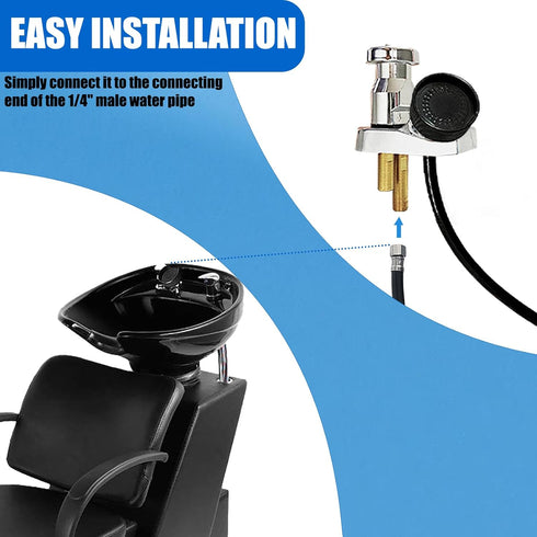 MOYAWERN 3 1/4" Pcs Shampoo Bowl Hose and Sprayer, Salon Hand Held Shower Heads and Rubber Hose Attachment for Shampoo