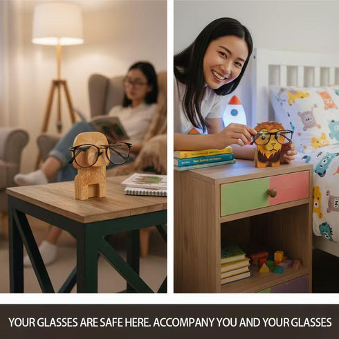 Witank animal glasses holder for nightstand Wooden Animal Eyeglass Stand eyeglasses holder stand funny cute glasses