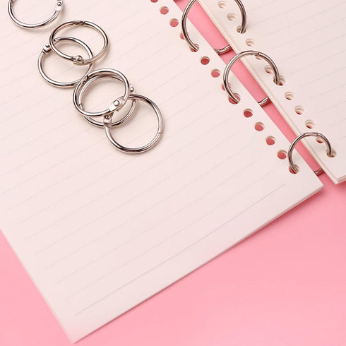 FavorFishFans (1.0In/30PCS) Metallic Loose Leaf Binder Rings, Nickel Plated, for Flash Cards Rings, Office Book Rings