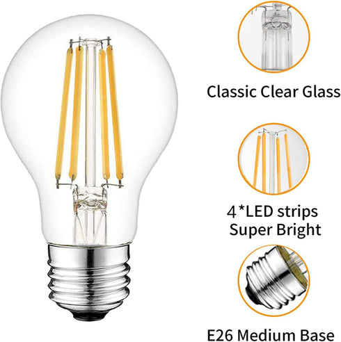 2 Pack 12 Volt Edison Bulb E26, 12V LED Warm White 2700K 60W Equivalent, Low Voltage Vintage A19 Bulbs