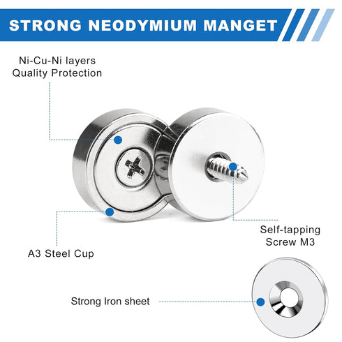 12pc Countersunk 20lbs 0.63x0.19inch LOVIMAG Neodymium Rare Earth Magnets, Strong with Hole & Iron Sheet, Force Cabinet