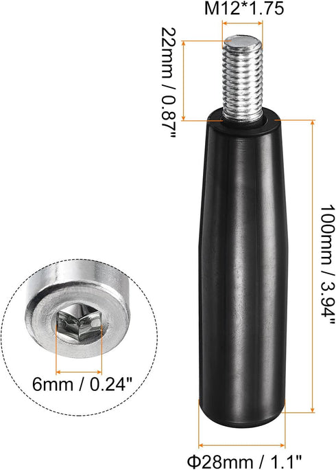 uxcell Revolving Handle Grip, 1Pcs M12x100mm(DxL) Threaded Handwheel Screw Knobs Crank Handle for Industry Lathe Milling Machine