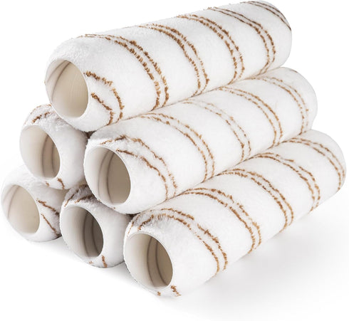 Mister Rui Paint Rollers, 6 Pack - 9 Inch Microfiber Covers for Painting Walls and Supplies