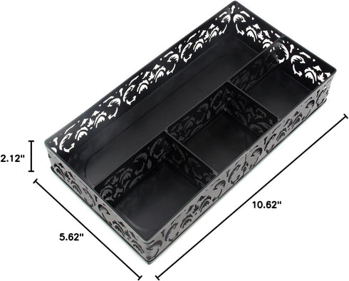 EasyPAG Desk Drawer Organizer with 3 Small Bins and 1 Long Bin, Black
