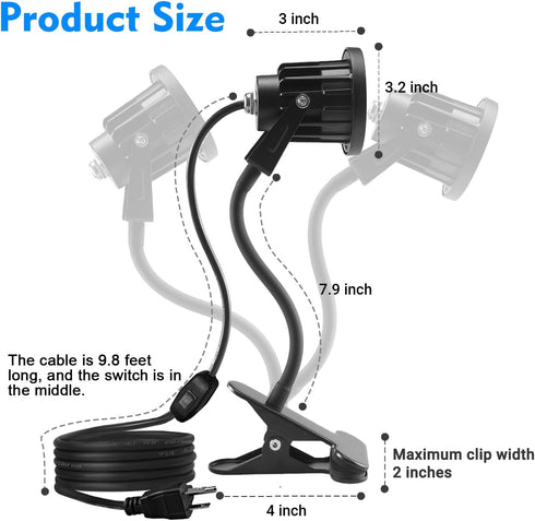 7W 6000K 9.8ft Taysing LED Spot Lights Plug in Outdoor Indoor Light Power Cord Waterproof Landscape Lights Spotlight
