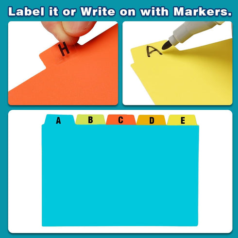 Chell 4x6 Poly Index Card Dividers, Heavyweight A-Z Guides for Flash Cards and Recipe Cards