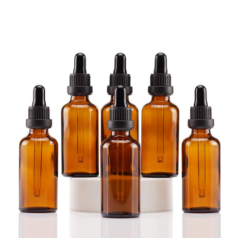 YIZHAO Amber Glass Dropper Bottle 2oz, 6 Pcs for Essential Oils and Laboratory Use