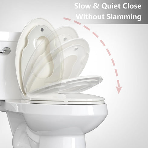 GarveeTech Elongated Toilet Seat with Built-in Toddler Seat for Easy Potty Training Slow Close Feature, Easy Install