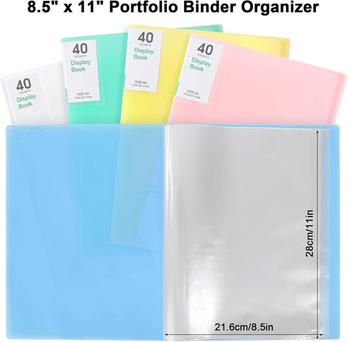 Phyxin 40-Pocket Portfolio Binder Organizer, 8.5" x 11" Document Organizer for Concert, Artwork, School & Office Use,