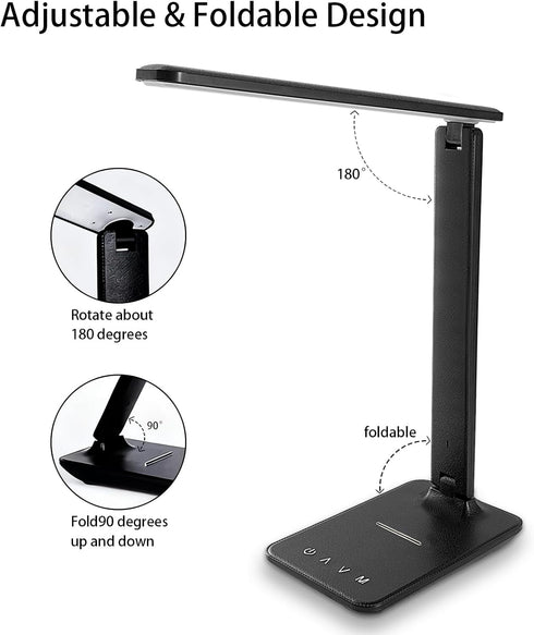 Xicyole Control,5 Modes,5 Desk lamp,LED Lamp with USB Charger Port,Touch Color Brightness Levels,Eye-Protecting Table