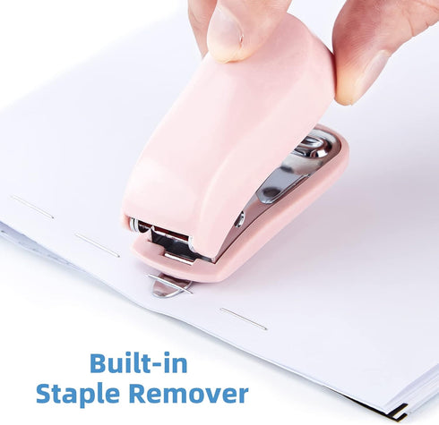 Stapler with Staples and Staple Remover Set, 20-50 Sheets Capacity, Desk Stapler (Pink, 20 Sheet)