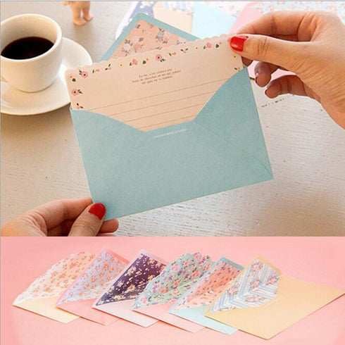 SCStyle 32 Cute Lovely Kawaii Special Design Writing Stationery Paper + 16 Envelopes, 3.45 x 5.4 Inch (Flower)