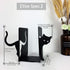 MsFun Books Ends Decorative, Cat Bookends Cute for Bookshelf,Unique Heavy Books Holder, Black Office Decor Cat Desk