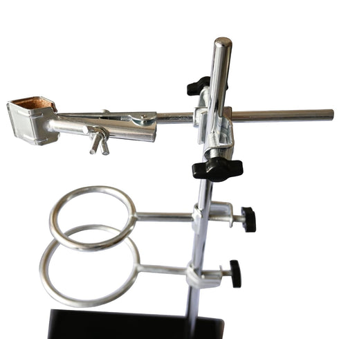 Laboratory Stands Support, 16" Lab Stand with Cast Iron Base, Ring Stand with Burette Clamp and Flask Ring Clamps