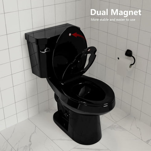Stain-Resistant Elongated Toilet Seat with Built-In Child Seat for Easy Maintenance