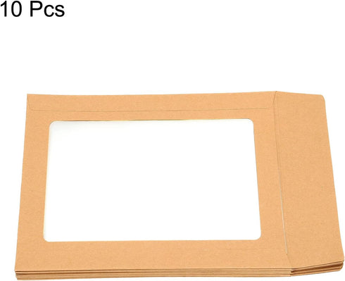 PATIKIL Full Face Window Envelopes 10 Pack 6'' Clear Double Sided for Mailing Statement Photos Catalogs