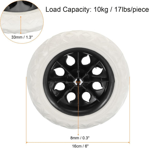 6 Inch, 4 Pack uxcell Shopping Cart Wheels Replacement Rubber Foaming Shopping Bag Trolley Wheel Repair for Folding
