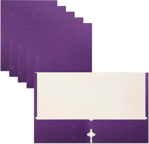 Better Office Products Two Pocket Portfolio Folders, 50-Pack, Purple, Letter Size Paper Folders