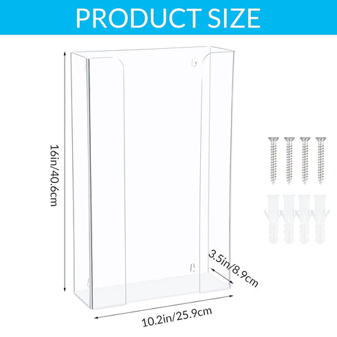2 Pcs Acrylic Glove Box Holder Dispenser, Wall Mount Clear Rack for Medical Latex Rubber Disposable Gloves