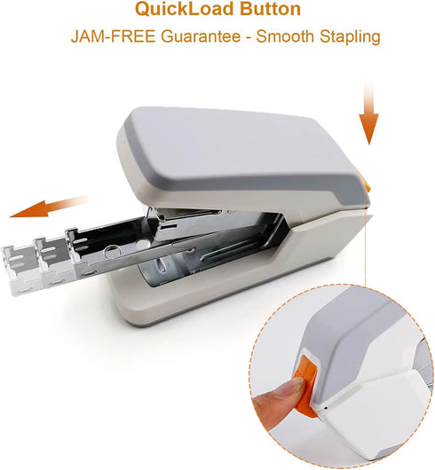 Deli Effortless Standard Desktop Stapler, Easy to Load, One Finger Touch, 25 Sheet Capacity, Includes 1000 Staples &