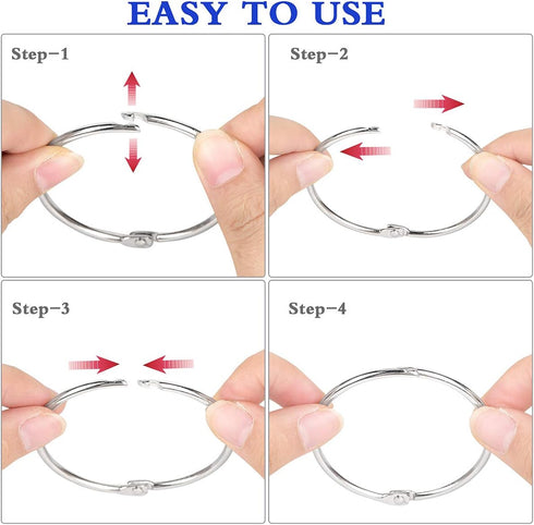 KASEMI Binder Rings - 100pcs Assorted Sizes (1, 1.5, 2 inch) for School and Office