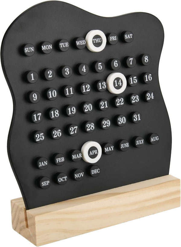 Homakover Retro Desktop Calendar, Desktop Wooden Calendar Stand, Perpetual Planner Calendar, Montessori Calendar,