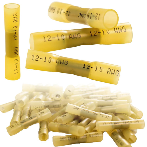 Heat Shrink Butt Connectors Kit, 50pcs Waterproof/Insulated Terminals for Marine/Automotive/Home Electrical
