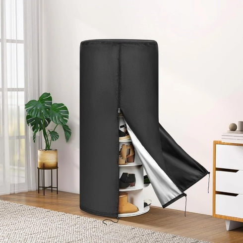 Floweringbeter Rotating shoe rack cover made of sturdy oxford fabric and PU coating, includes a UV resistant layer