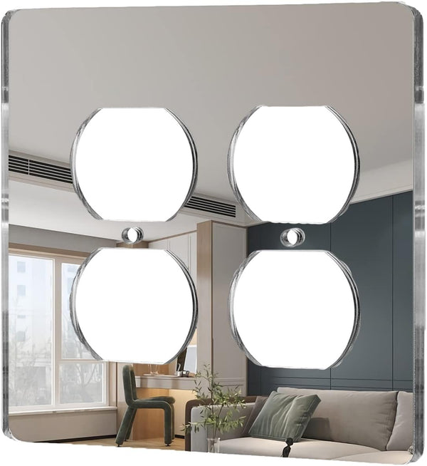 1 Pcs Mirror Outlet Covers, Durable Acrylic Mirrored Double Gang Wall Plate for Electrical Outlets