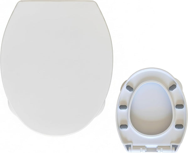 MinSha Round/O-Shape Toilet Seat Replacement, Soft Close Quiet No Slam, PP Plastic Heavy-Duty