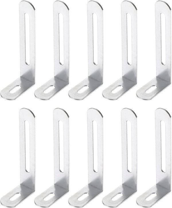 PATIKIL 10 Pcs Metal L-Shape Brackets, 76mm x 30mm (2.99"x1.2") 90 Degree