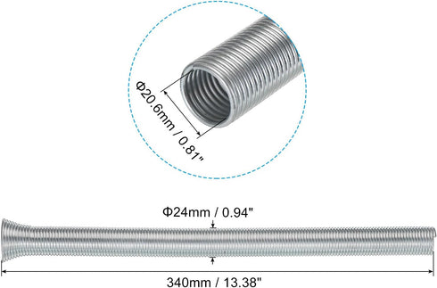 MECCANIXITY Spring Tube Bender ID 20.6mm/0.81" Steel Spring Pipe Copper Tubes 340mm/13.38" Long for 3/4" Copper Pipe(19mm) in Home Renovations,Electrician Wiring Bending Pipe(outside-pipe use)