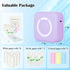 Mini Thermal Printer Inkless Sticker Printer with 14 Rolls Paper, Bluetooth Portable for iPhone/Android, Purple