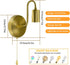 E26 Bulb Pull Chain Wall Sconce Gold Small Vintage Wall Light Fixture with Switch Hardwired Retro Metal Sconces Lights