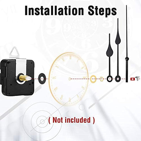 5 Pcs Wall Clock Movement Mechanism with 5 Pairs of Hands, Quartz High Torque Long Shaft Clock Movement Kits