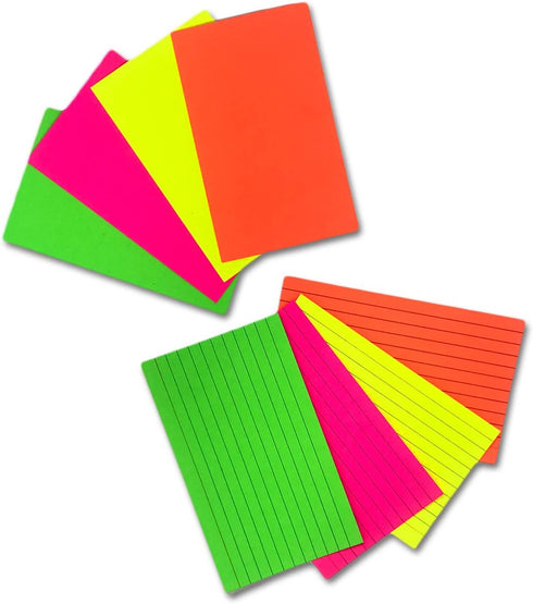Basic 3x5-inch (6 Pack 450-Count) Neon Color Ruled Index Flash Cards For School, Studying, Organizing, Memorizing |