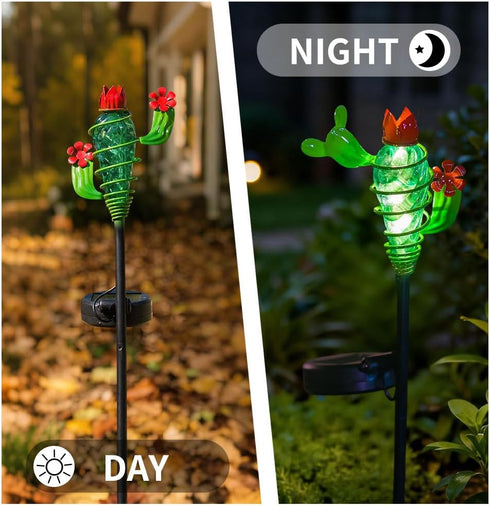 2Pack Viveta Garden Solar Lights - Cactus Solar Figurine Lights Stake, Waterproof Outdoor Decor for Pathway, PatioLawn