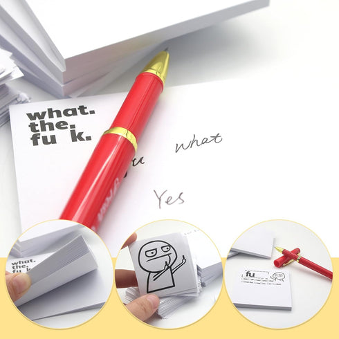Funny Sticky Notes and Pen Set, Sassy Rude Desk Accessory Gifts for Friends, Co-Workers, Boss (5Pcs Novelty Pads)
