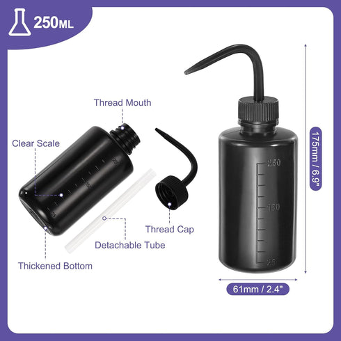 PATIKIL 12 Pcs 8oz Plastic Safety Wash Squeeze Bottle 250ml for Cleaning, Water Tools, Plant Irrigation, Tattoo