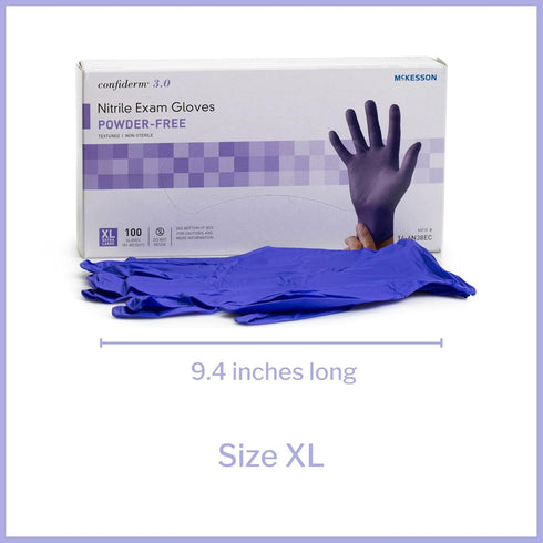 McKesson Confiderm 3.0 Nitrile Exam Gloves, Powder-Free Latex-Free Non-Sterile Dark Blue, Size XL, 100 Count